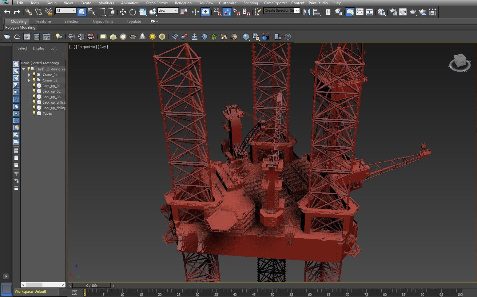 Jack Up Drilling rig Low-poly 3D model_14