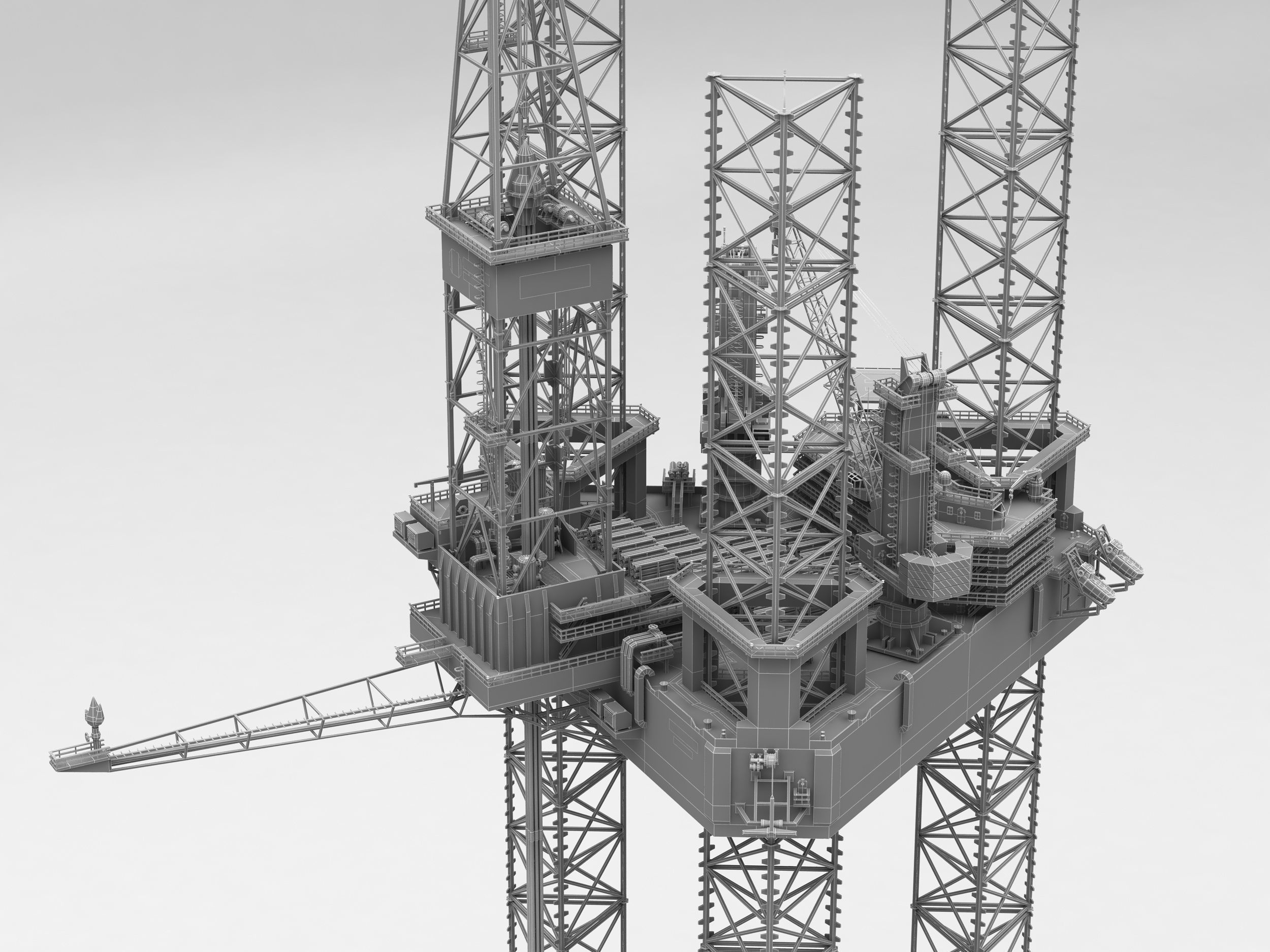 Jack Up Drilling rig Low-poly 3D model_6