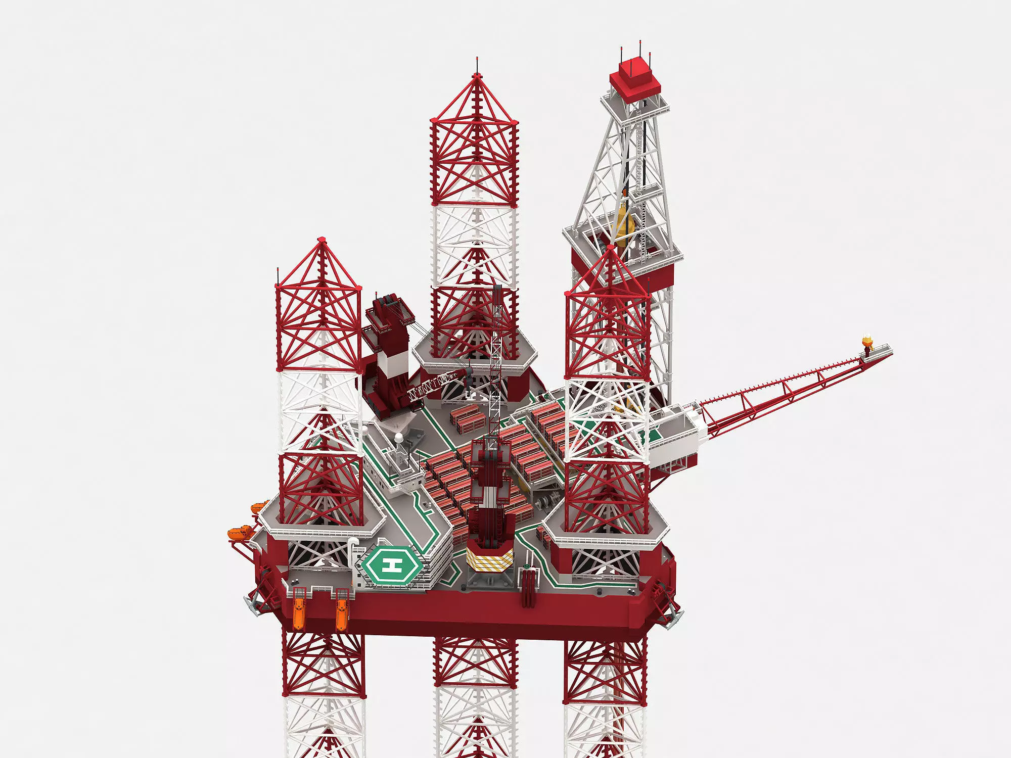 Jack Up Drilling rig Low-poly 3D model_0
