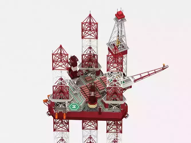 Jack Up Drilling rig Low-poly 3D model