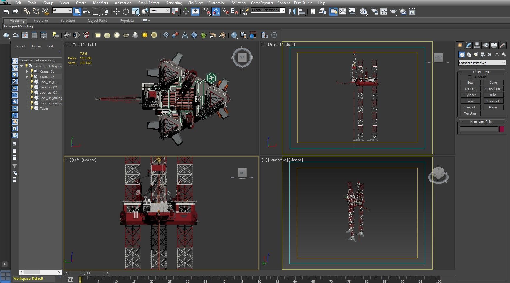Jack Up Drilling rig Low-poly 3D model_12