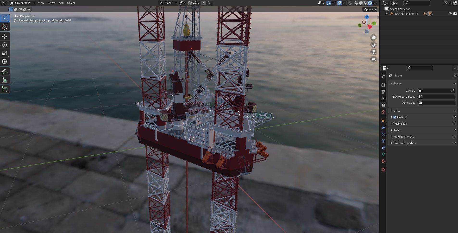 Jack Up Drilling rig Low-poly 3D model_10