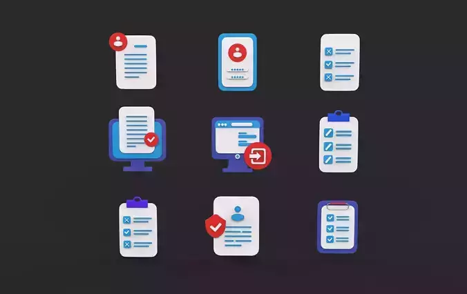 3d icon set 3D model