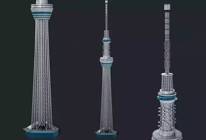Tokyo Skytree Tower Low-poly 3D model