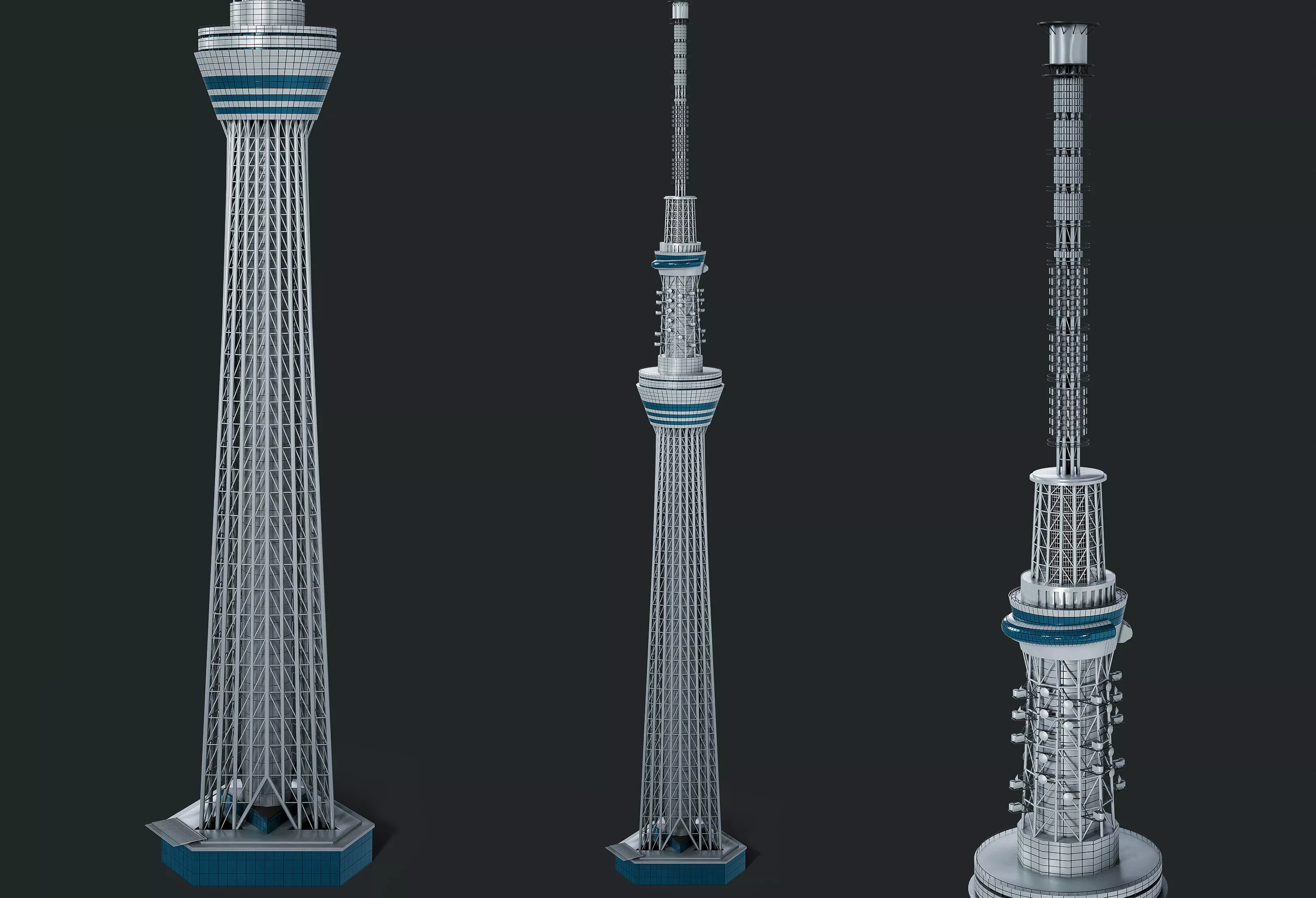 Tokyo Skytree Tower Low-poly 3D model