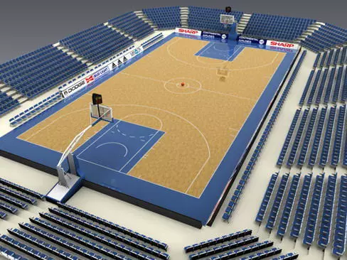 Basketballcourt spalding nba basketball 3D model_0