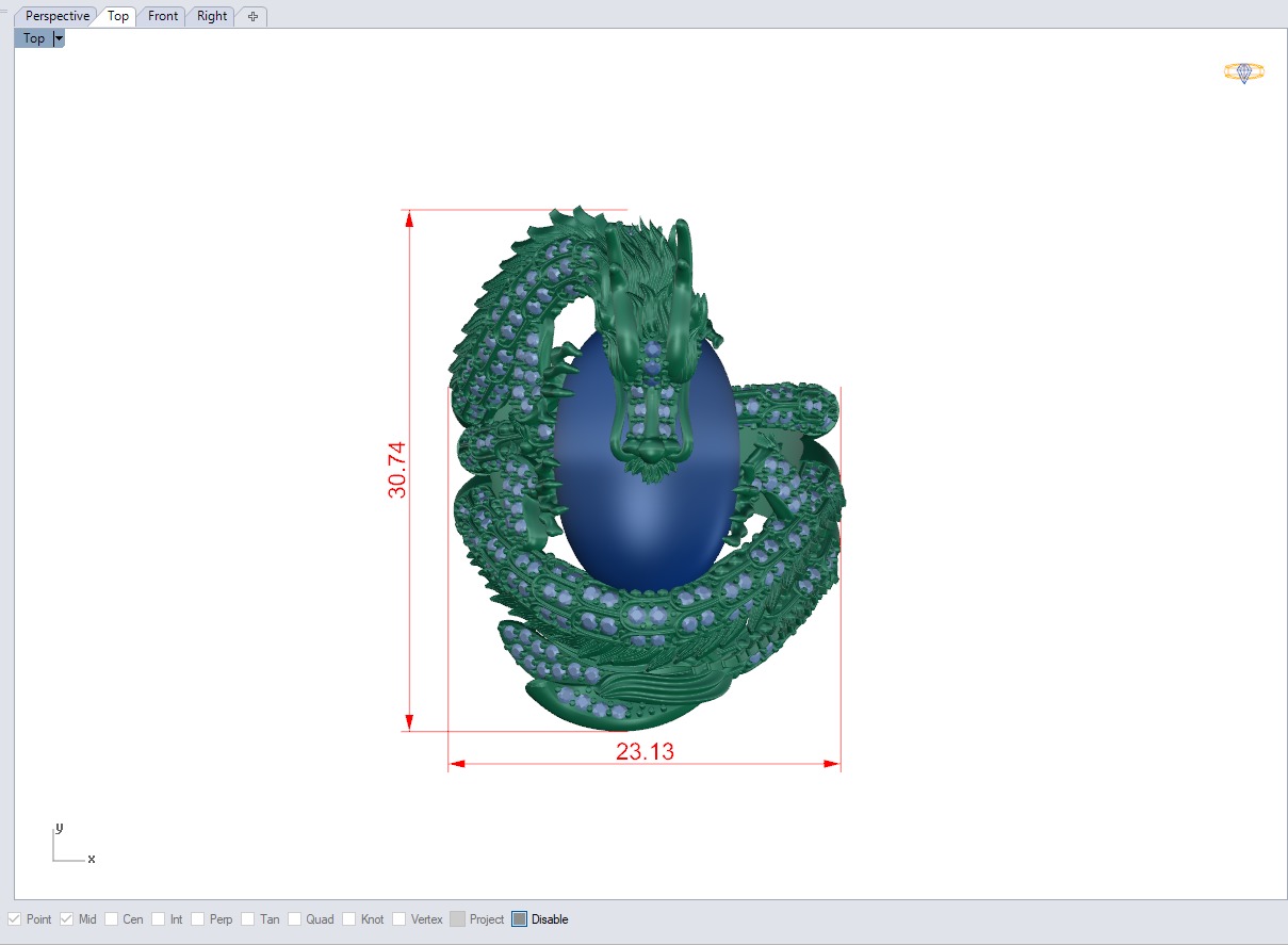Dragon Ring Hugging Stone 3D print model_6