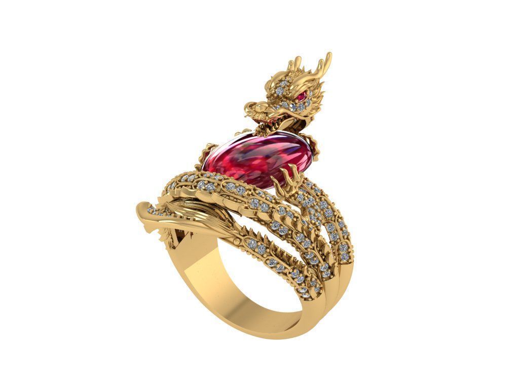 Dragon Ring Hugging Stone 3D print model_1