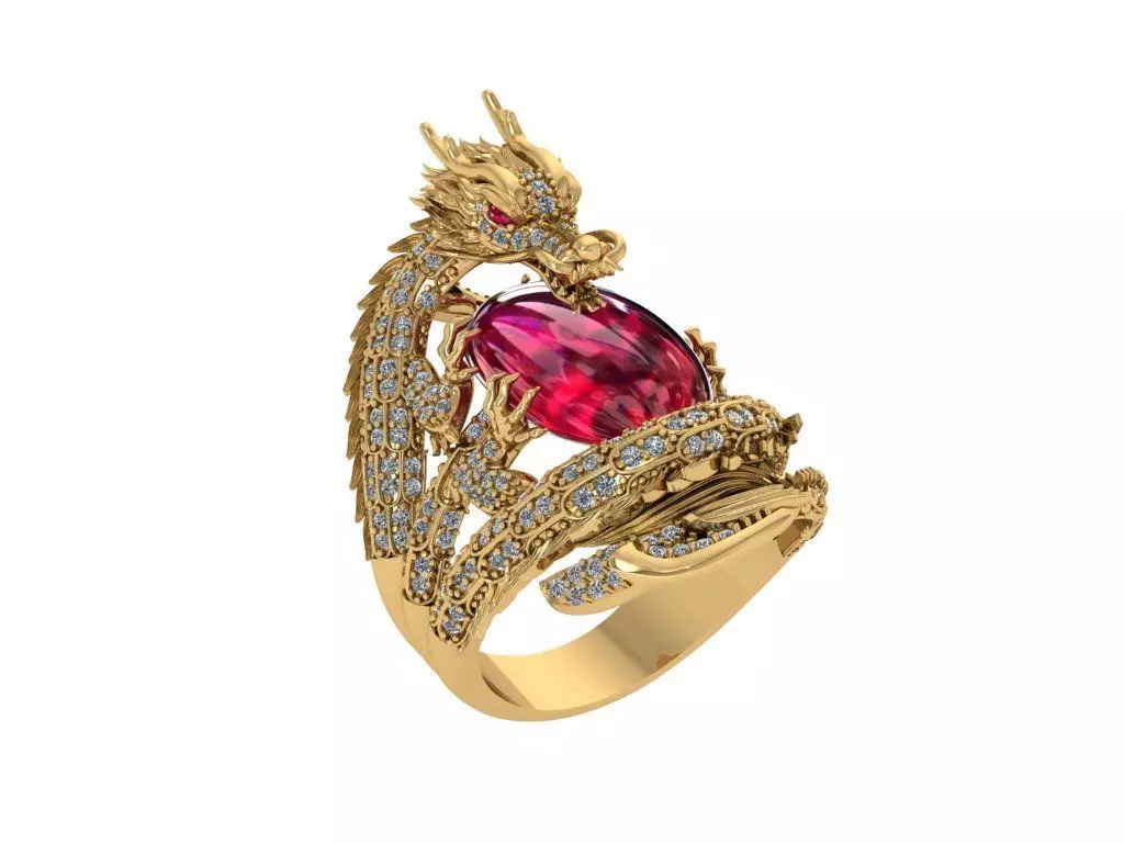 Dragon Ring Hugging Stone 3D print model_0