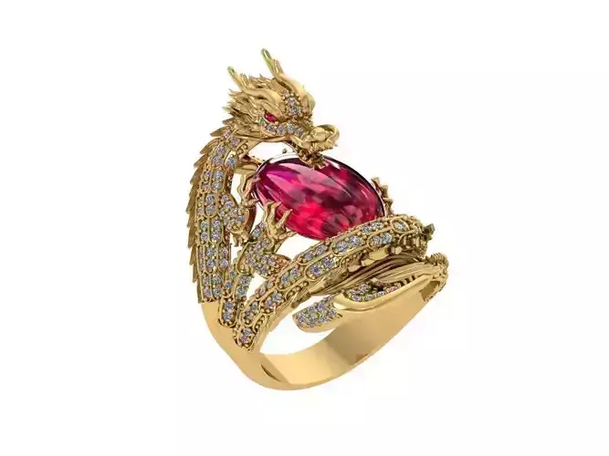 Dragon Ring Hugging Stone