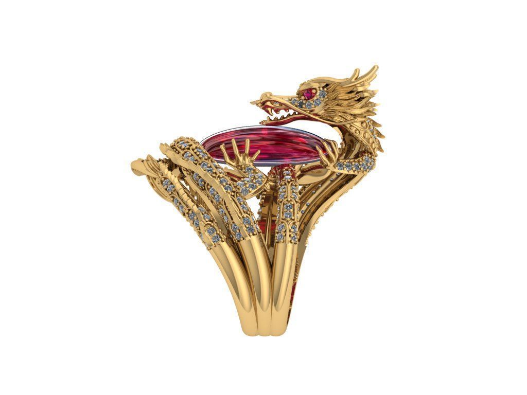 Dragon Ring Hugging Stone 3D print model_4