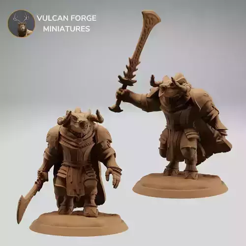 Minotaur paladin knight warrior with sword - two variations