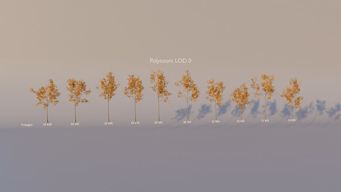 game ready autumn forest tree pack 32 models Low-poly 3D model
