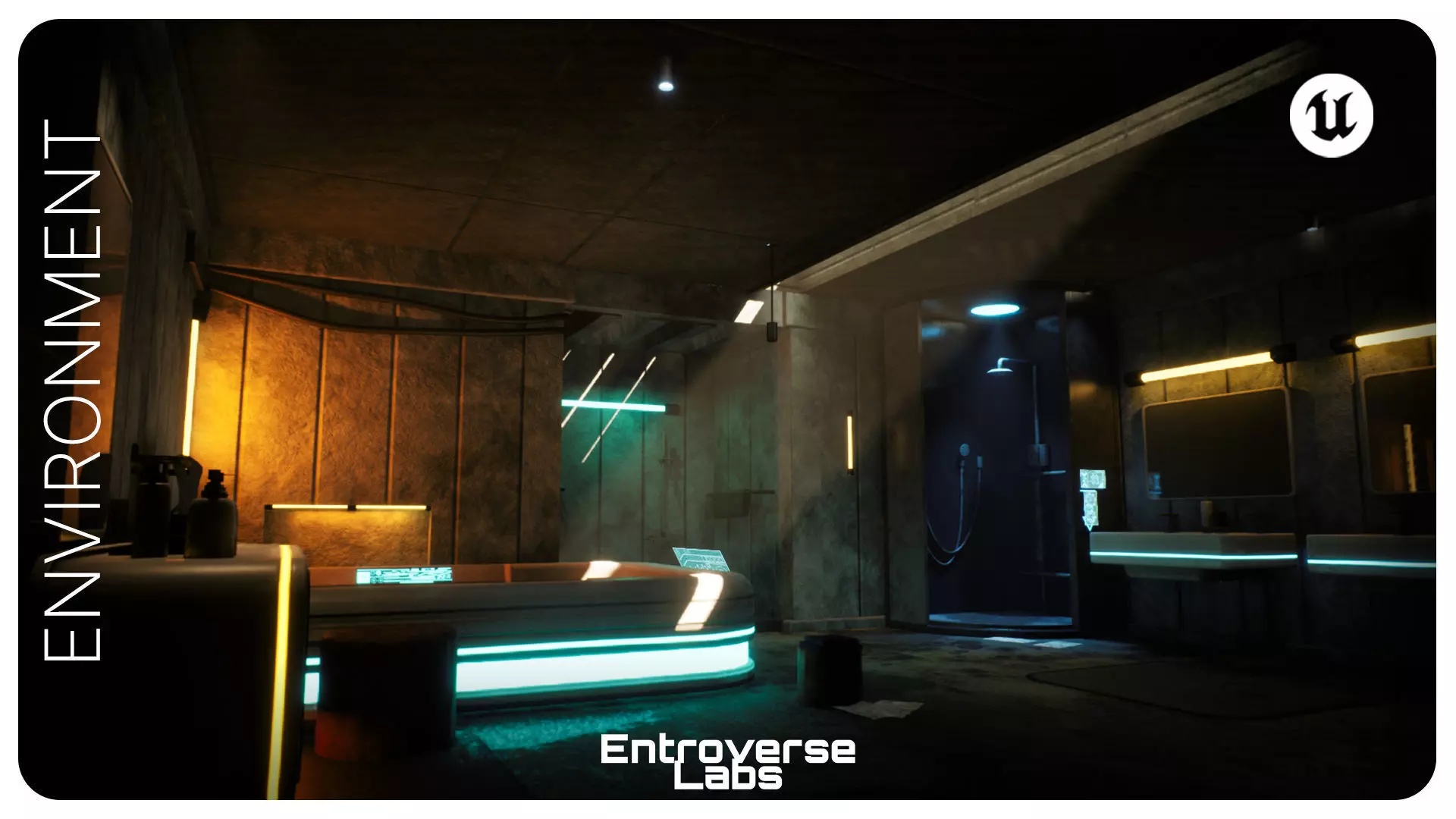 Cyberpunk Bathroom Interior Modular Environment Low-poly 3D model