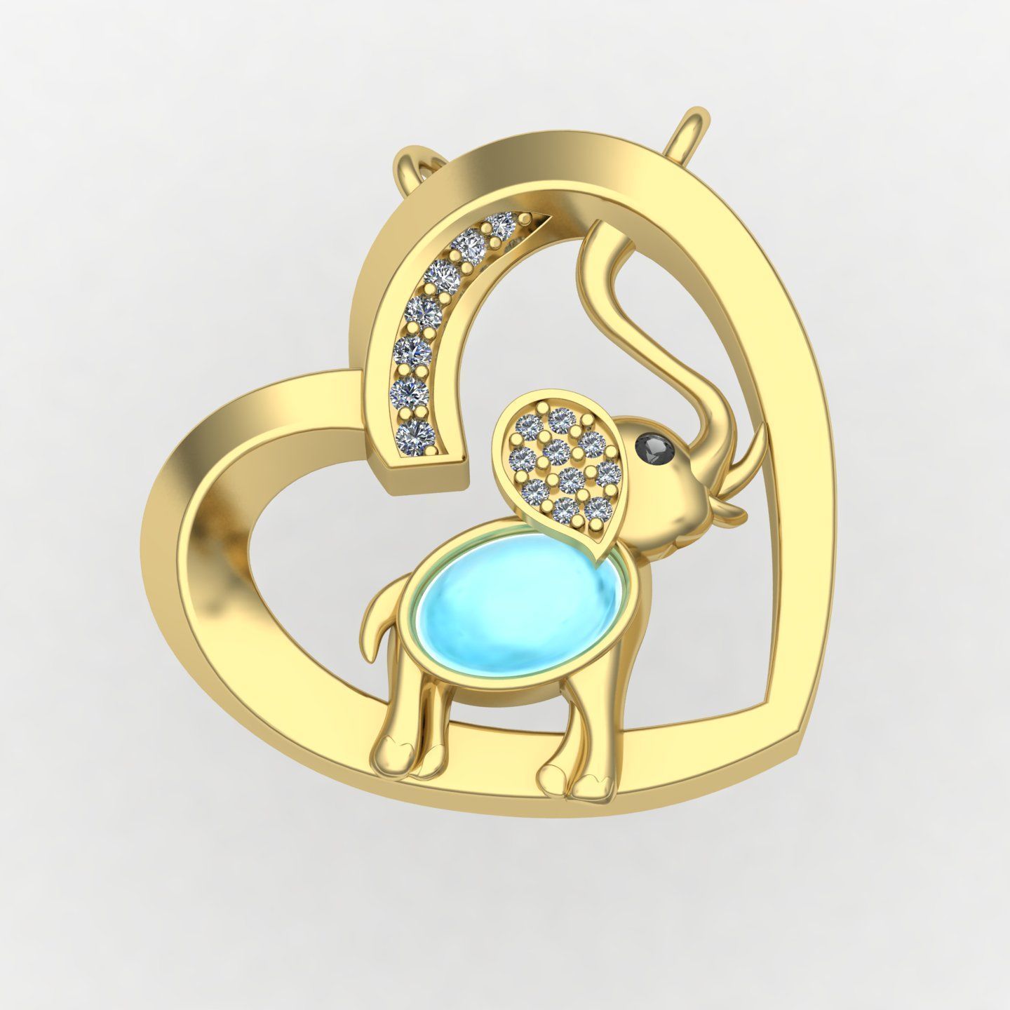 Elephant nacklace 3D print model_4