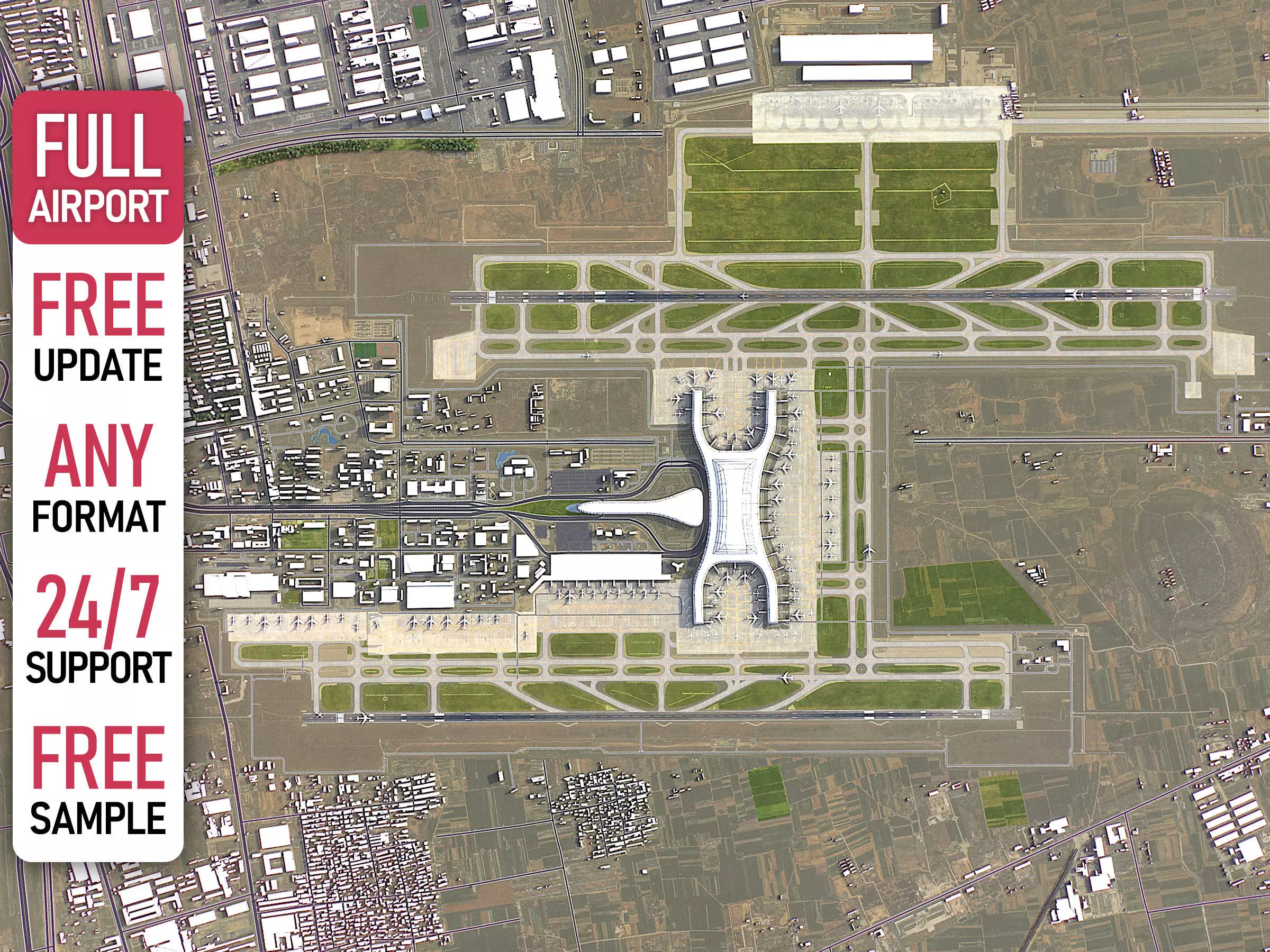 Zhengzhou - 3D Airport Model Low-poly 3D model_0