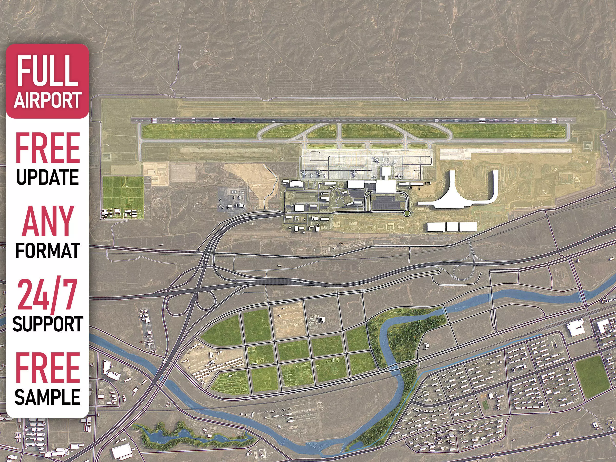 Xining - 3D Airport Model Low-poly 3D model