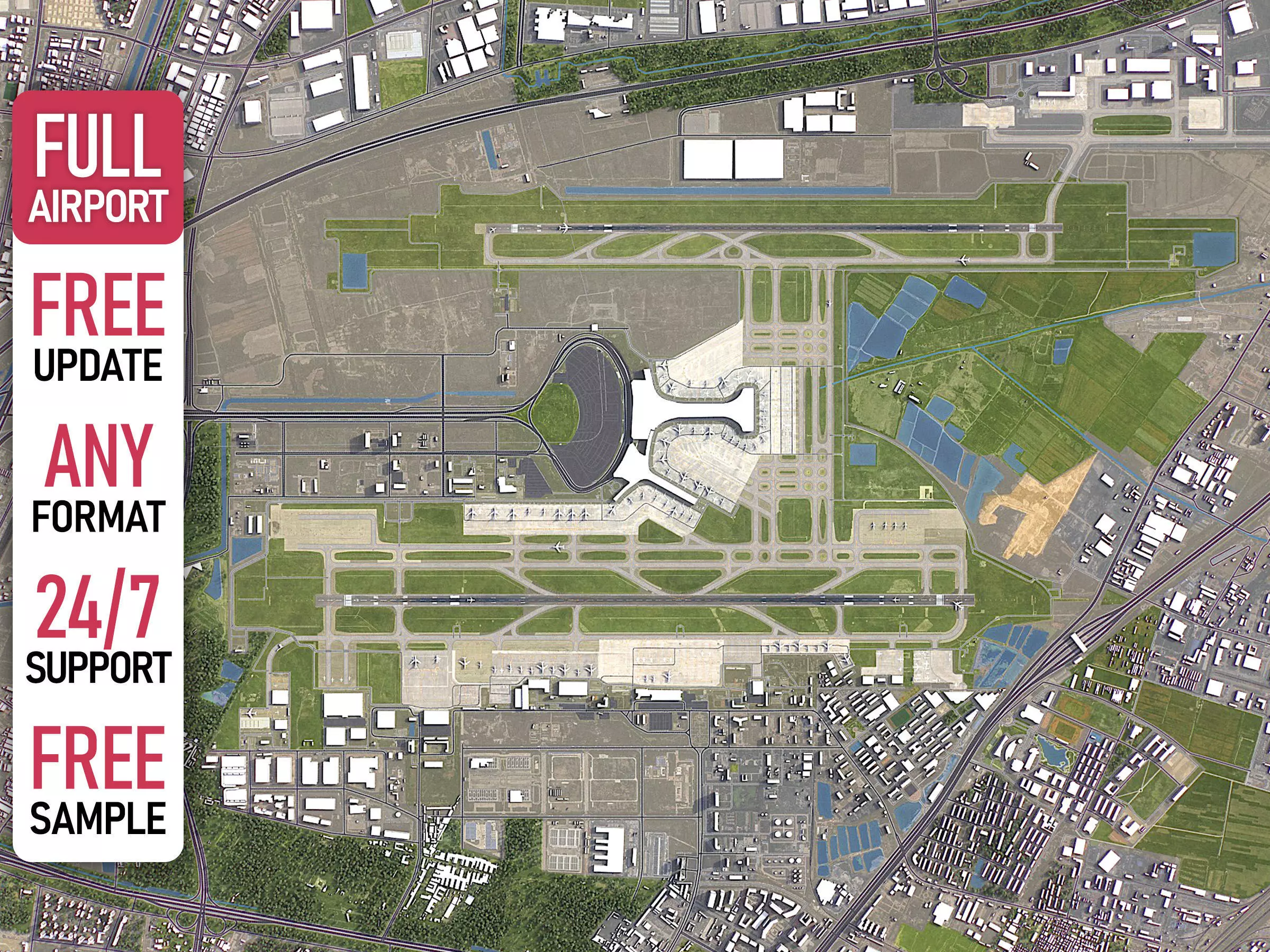Tianjin - 3D Airport Model Low-poly 3D model