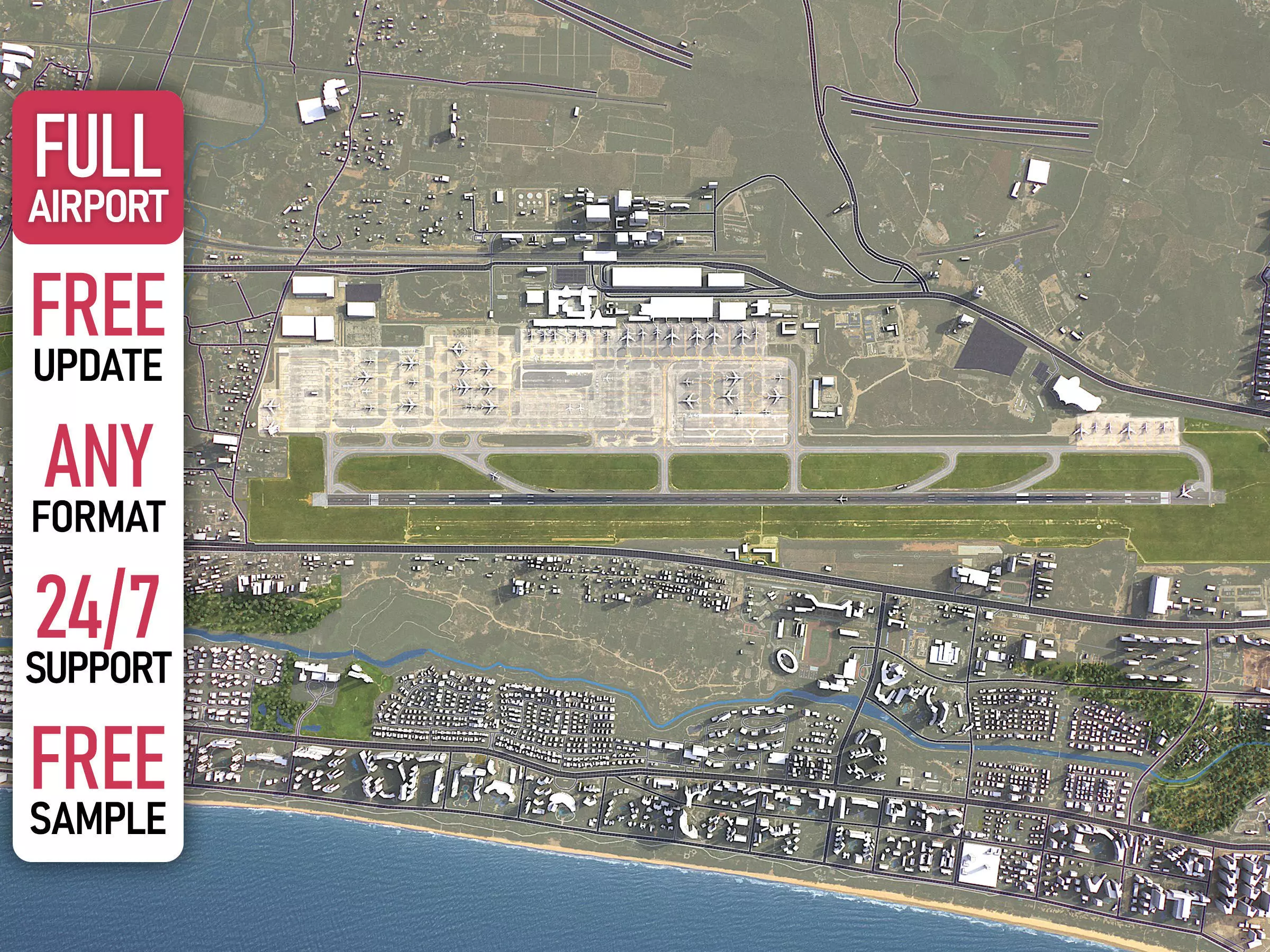 Sanya - 3D Airport Model Low-poly 3D model