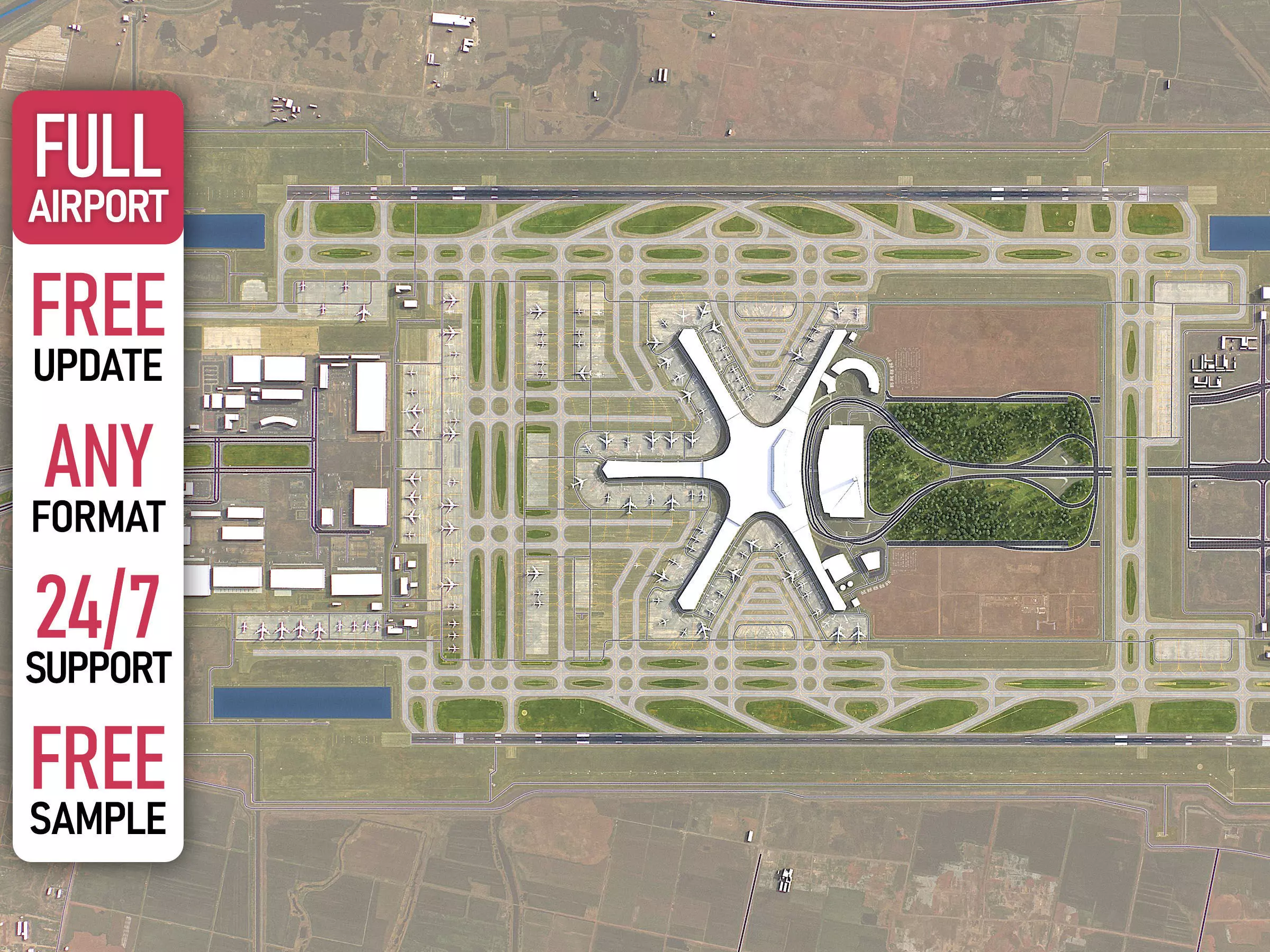 Qingdao - 3D Airport Model Low-poly 3D model