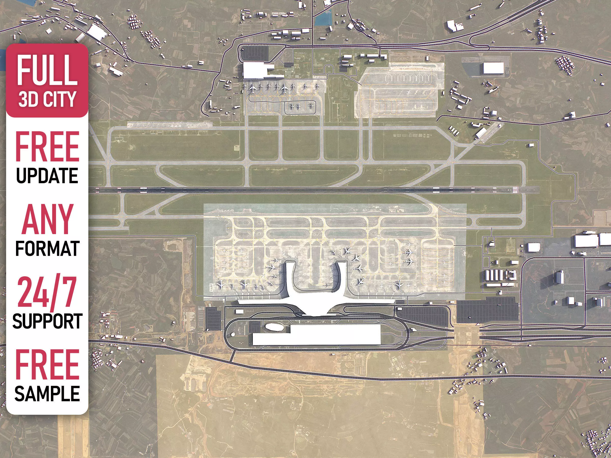 Nanning - 3D Airport Model Low-poly 3D model_0