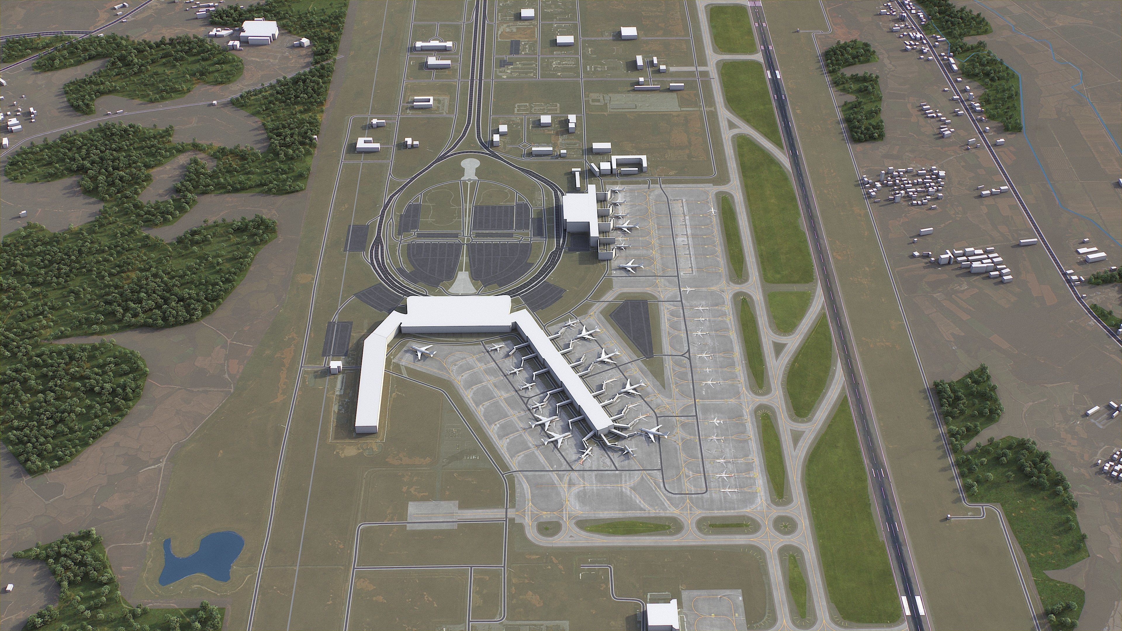 Nanchang - 3D Airport Model Low-poly 3D model_4