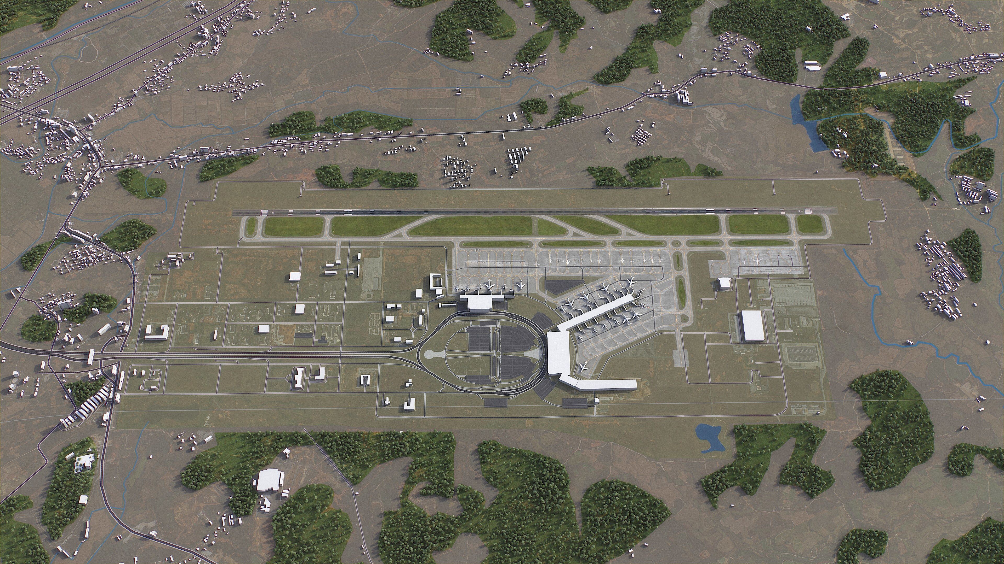 Nanchang - 3D Airport Model Low-poly 3D model_1