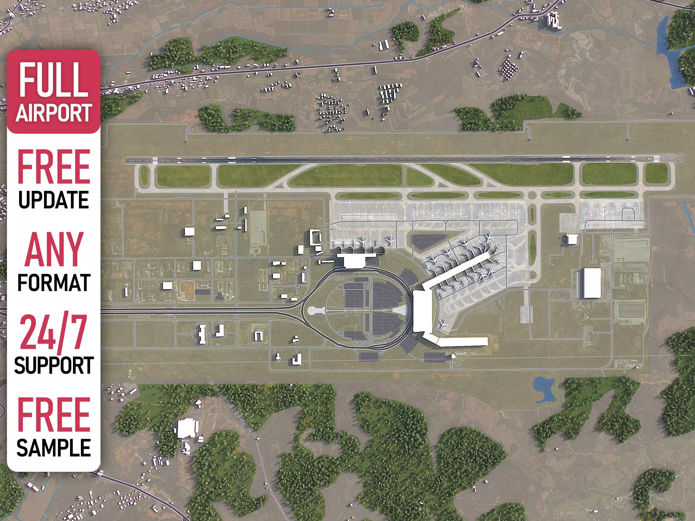 Nanchang - 3D Airport Model Low-poly 3D model_0