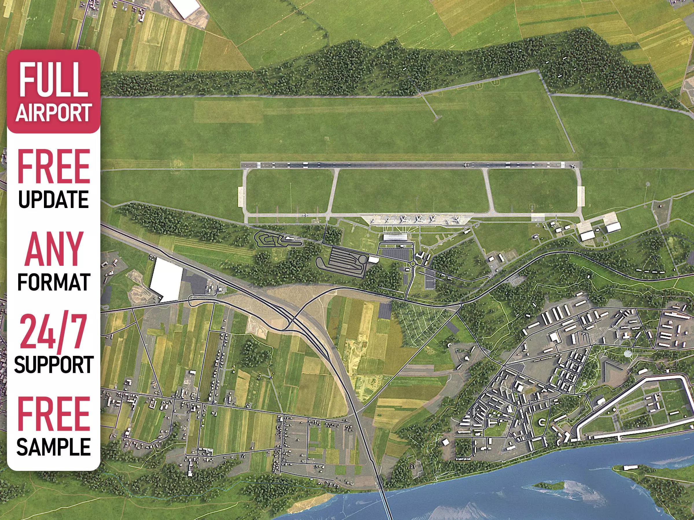 Modlin - 3D Airport Model Low-poly 3D model