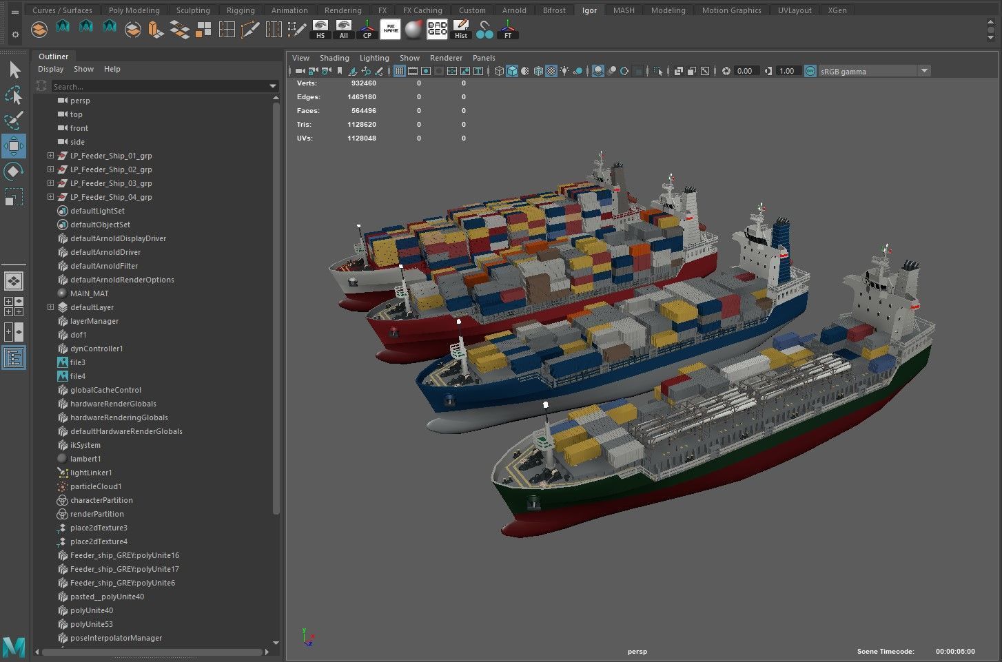 Feeder ship lowpoly Low-poly 3D model_17