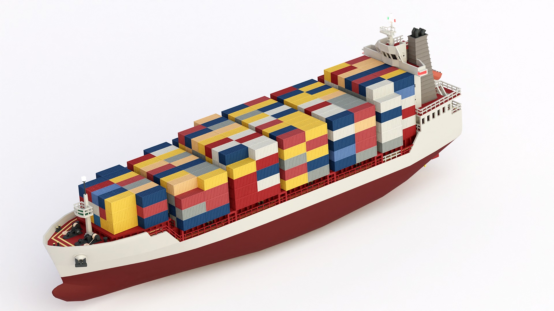 Feeder ship lowpoly Low-poly 3D model_8