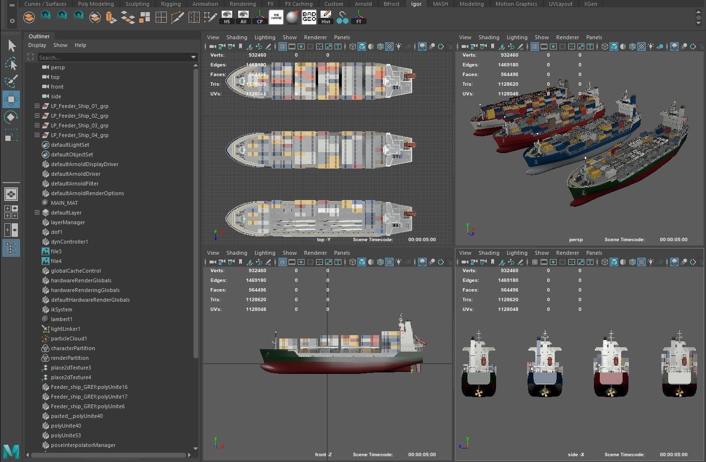 Feeder ship lowpoly Low-poly 3D model_18