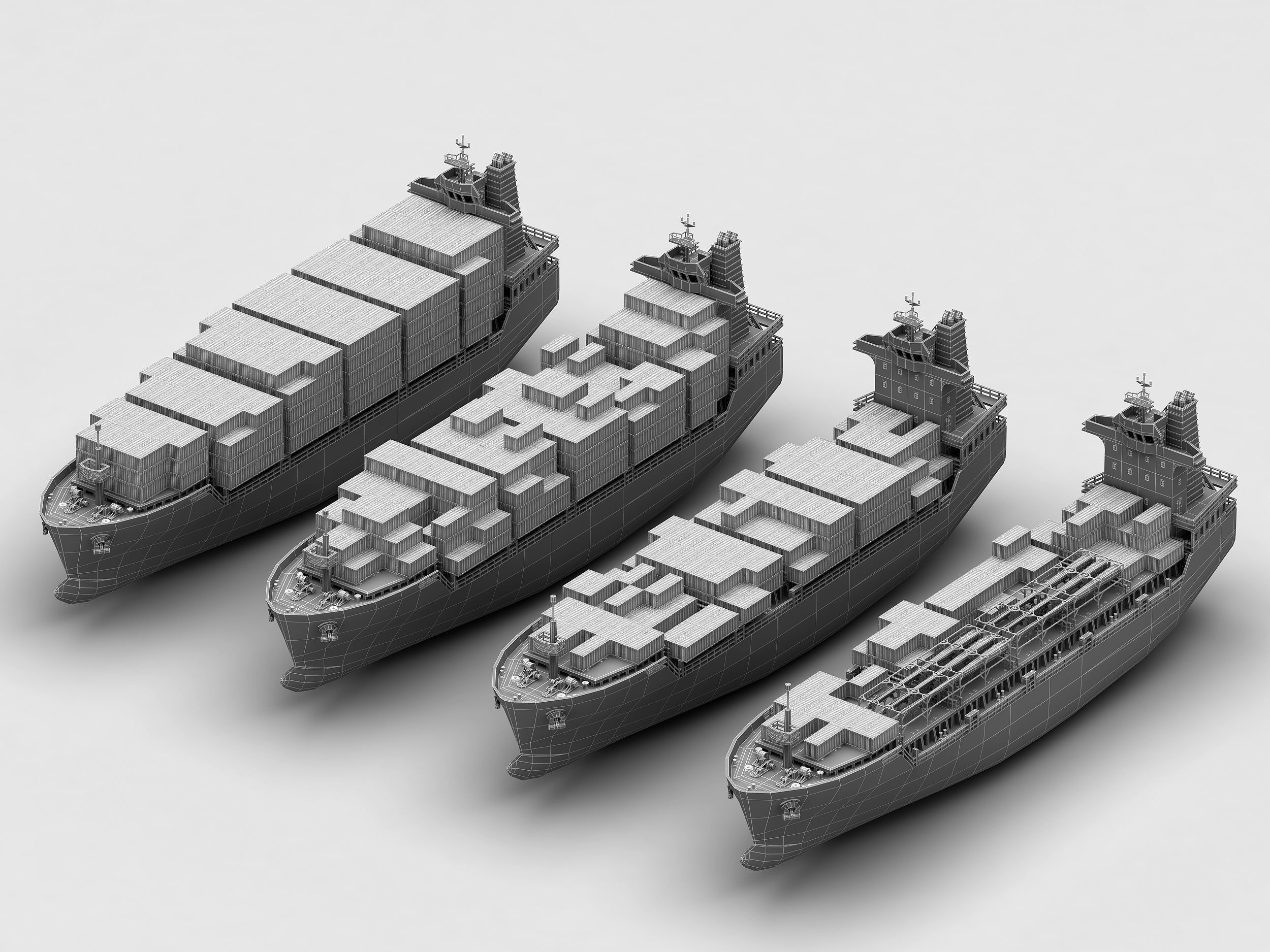 Feeder ship lowpoly Low-poly 3D model_13