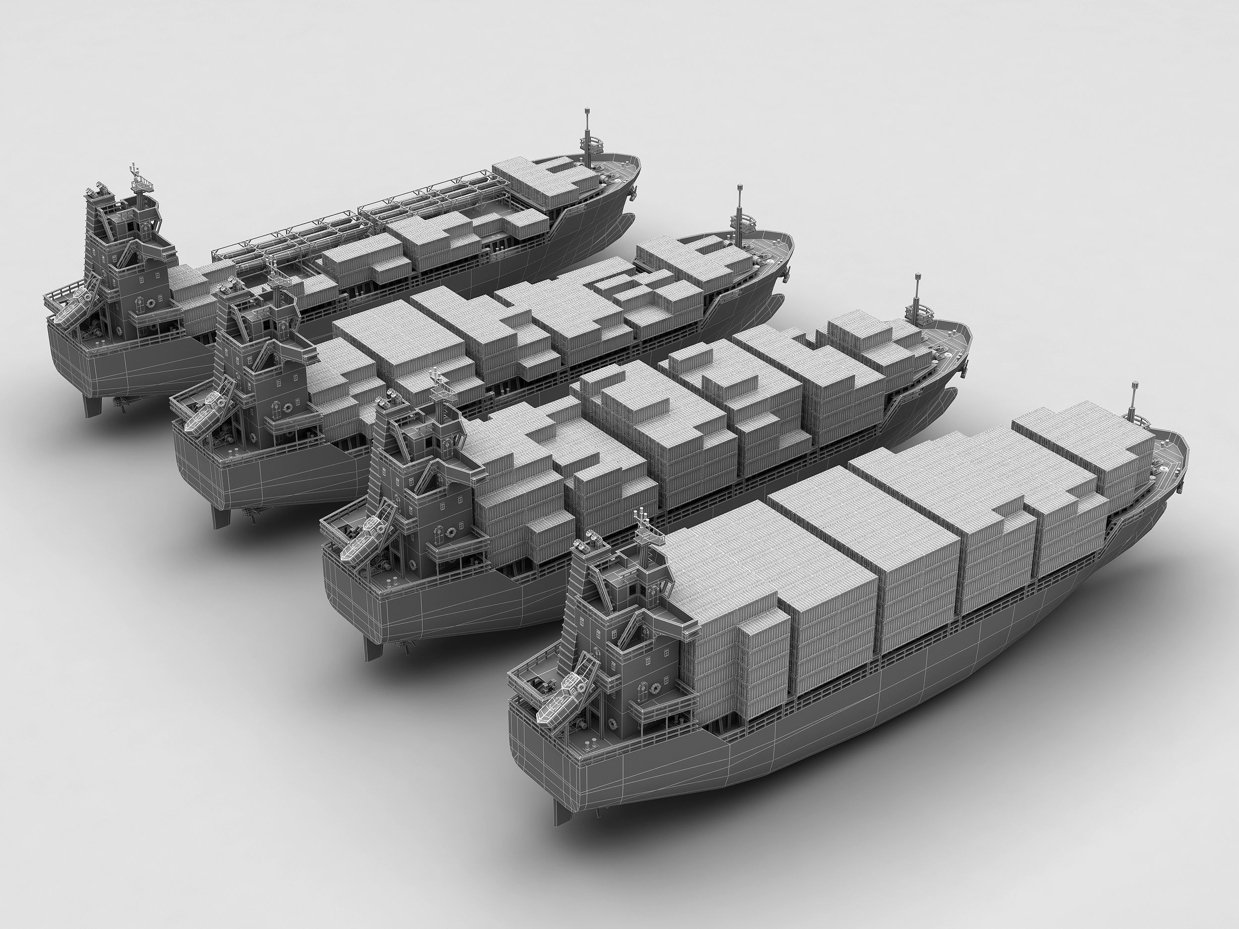 Feeder ship lowpoly Low-poly 3D model_14