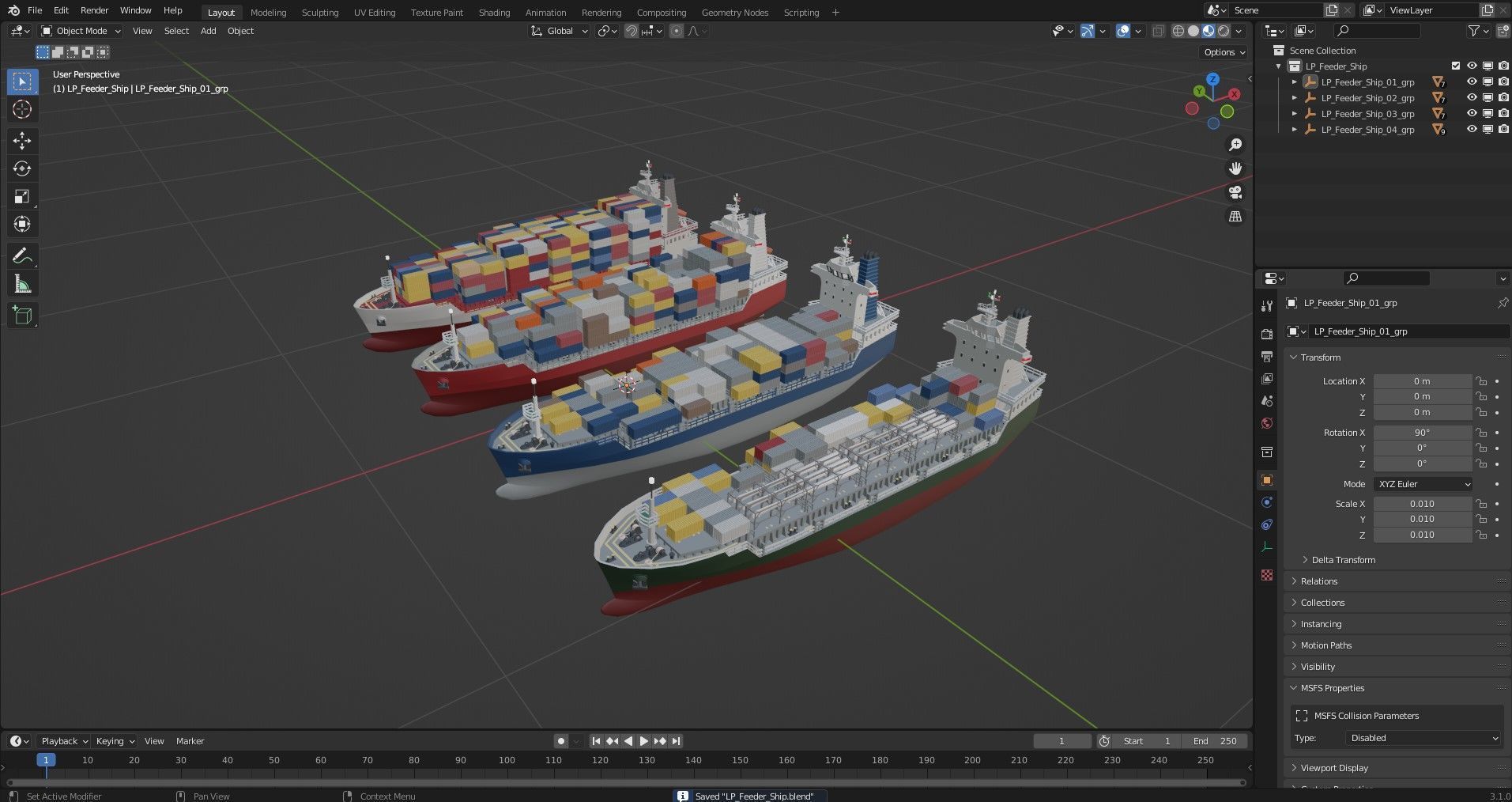 Feeder ship lowpoly Low-poly 3D model_16
