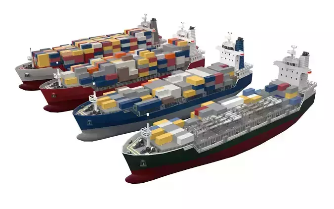 Feeder ship lowpoly Low-poly 3D model