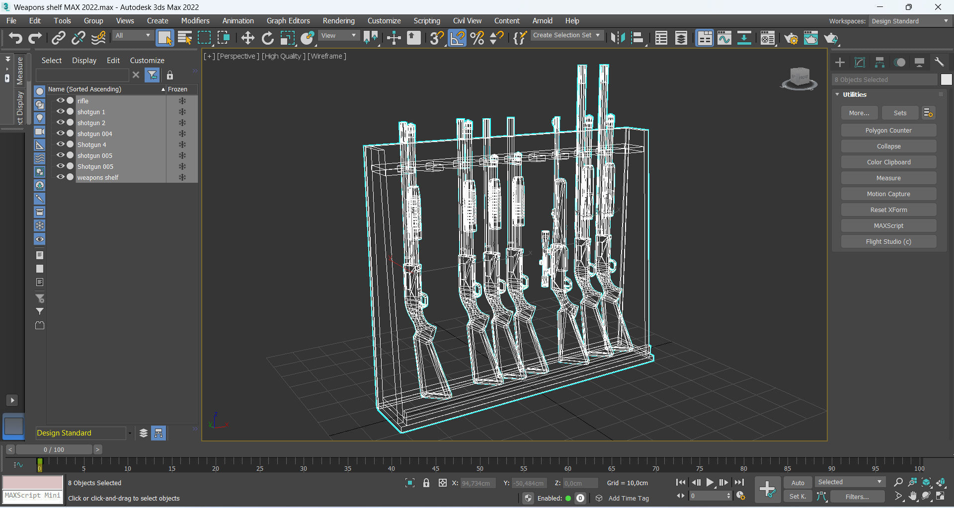 Weapons shelf Low-poly 3D model_9
