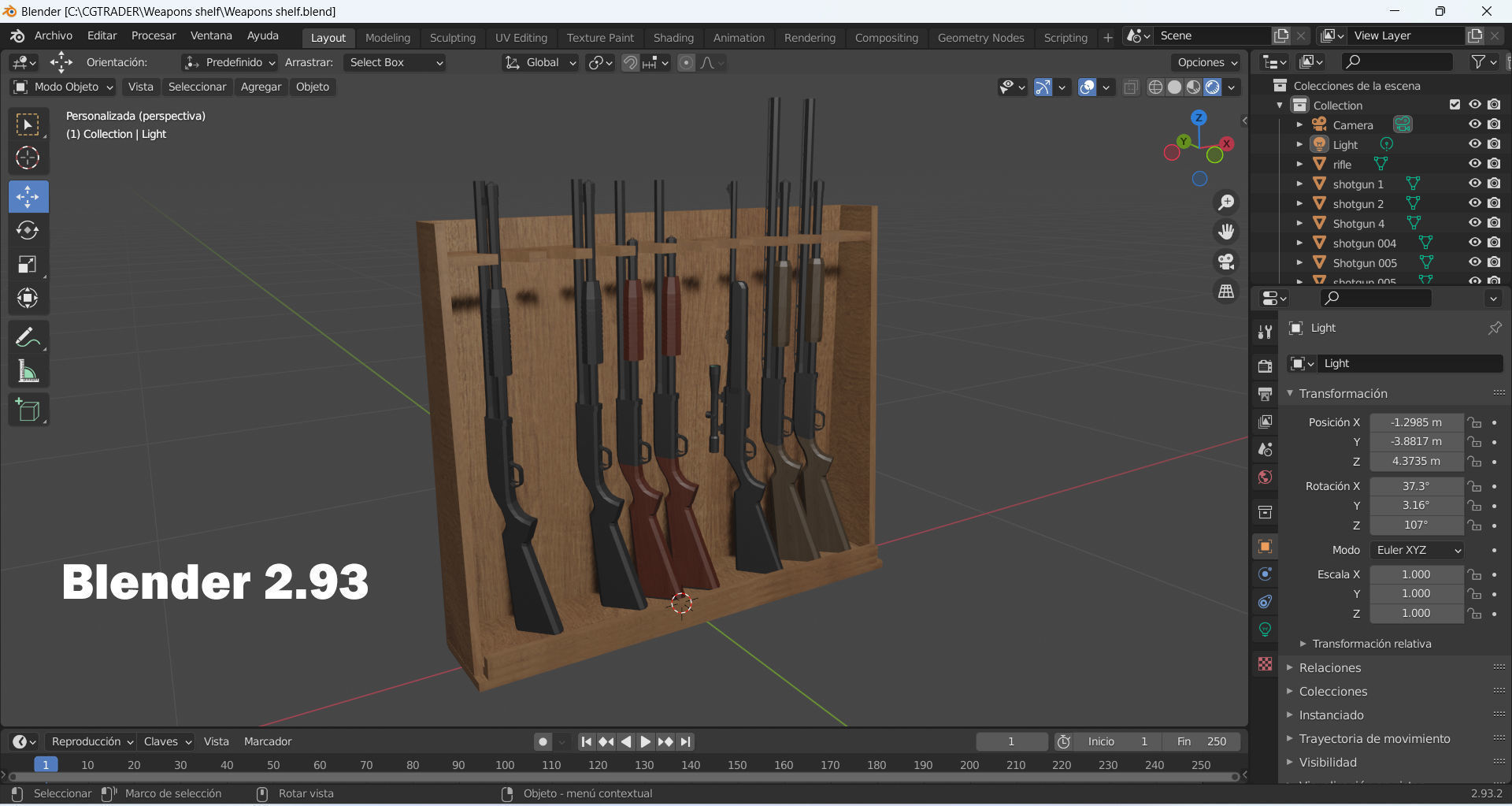 Weapons shelf Low-poly 3D model_10