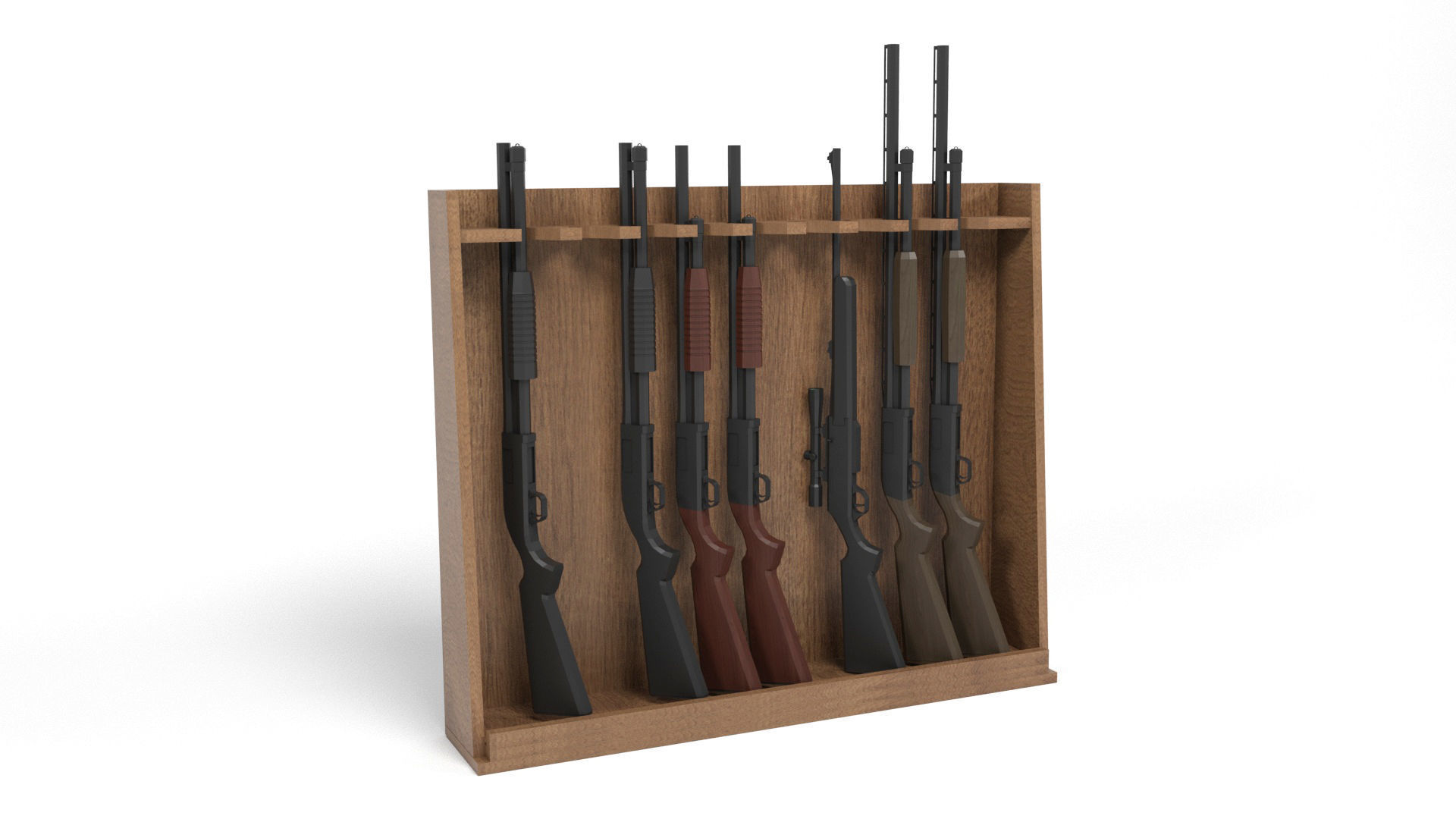 Weapons shelf Low-poly 3D model_1