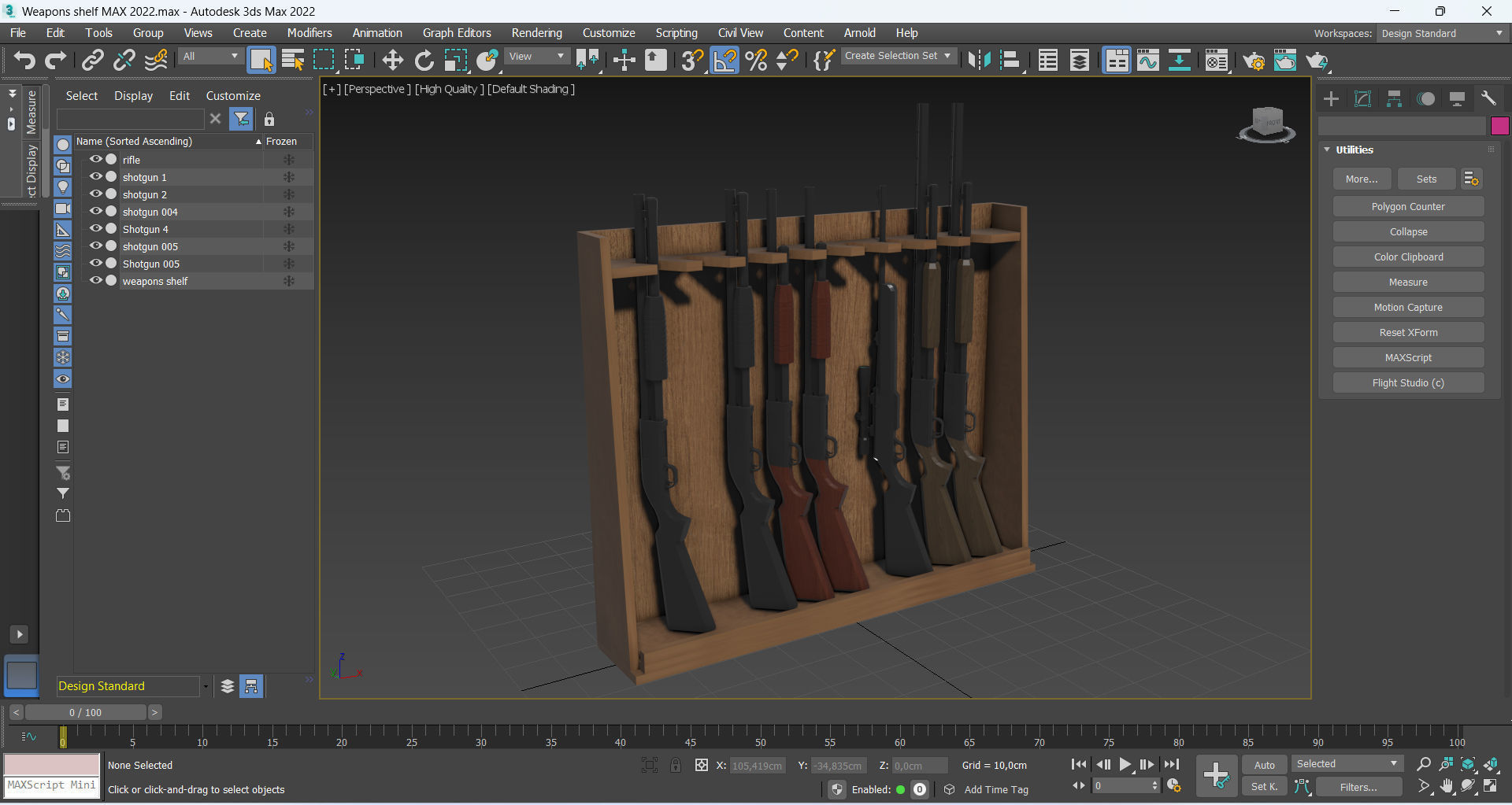 Weapons shelf Low-poly 3D model_7