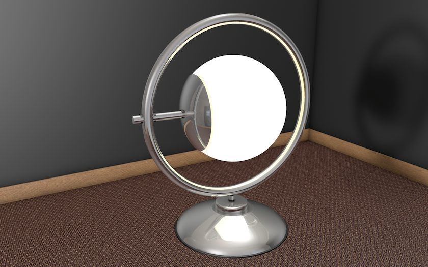 Futuristic Table and Lamp Free 3D model_4