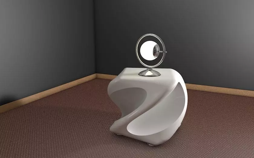 Futuristic Table and Lamp Free 3D model_0