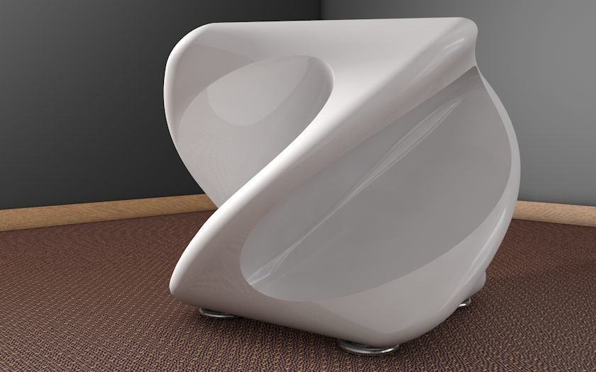 Futuristic Table and Lamp Free 3D model_3