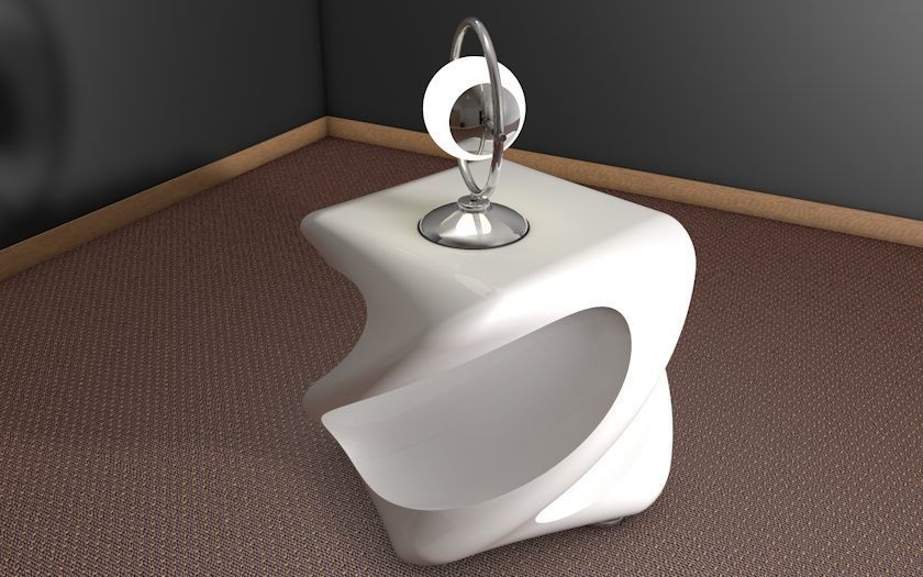 Futuristic Table and Lamp Free 3D model_2