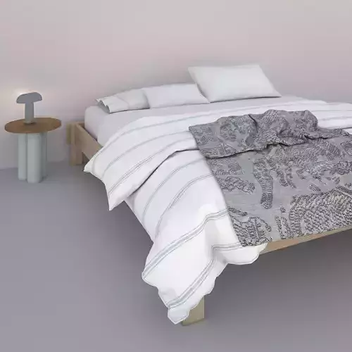 Bed and Side Table and Lamp by Normann Copenhagen