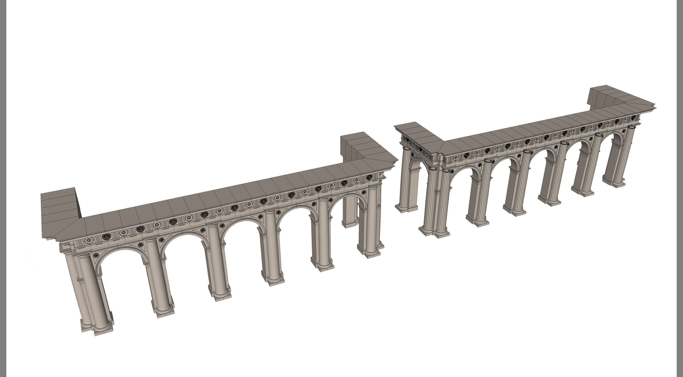 Arch in classical Doric Denticulated order 3D model_9