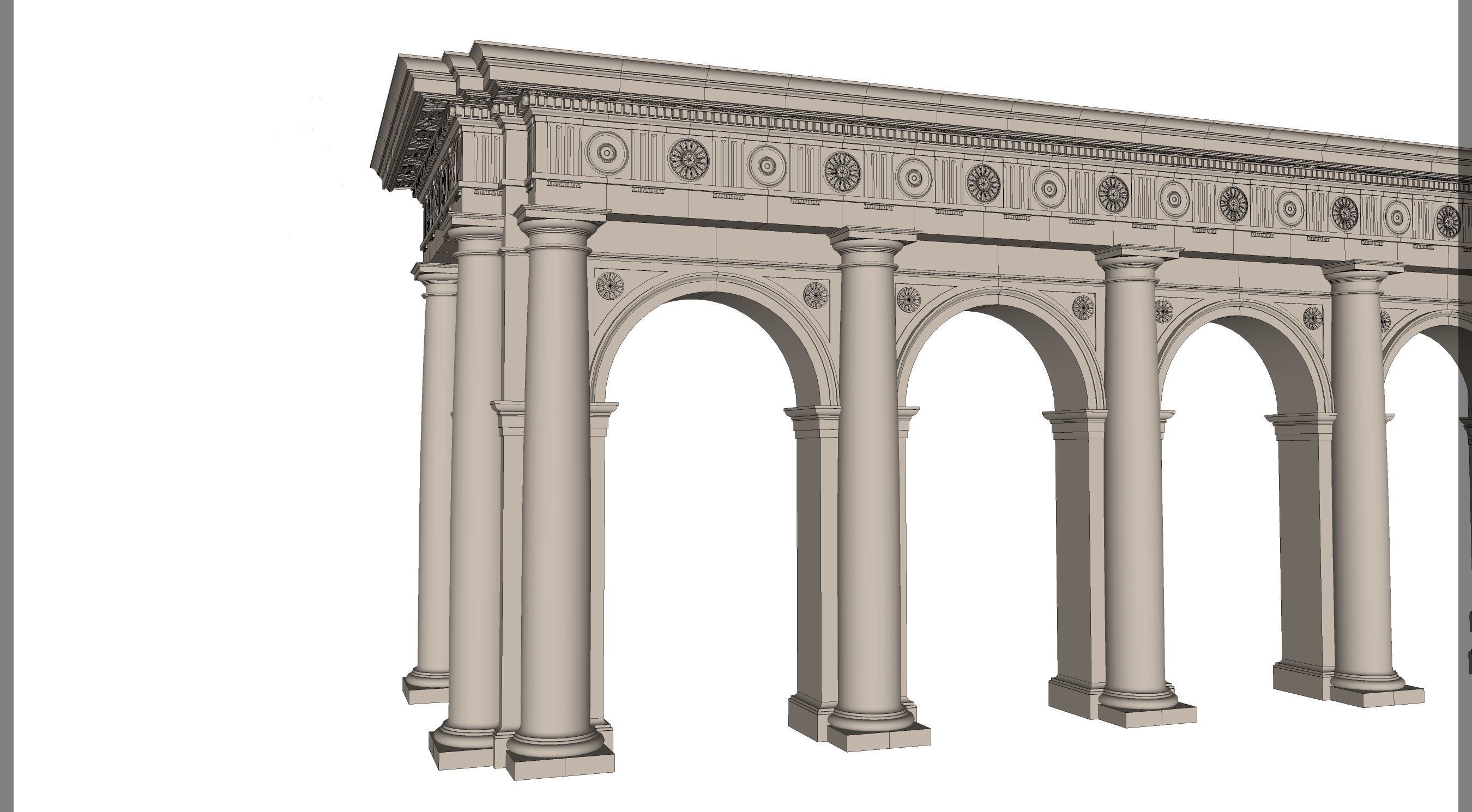 Arch in classical Doric Denticulated order 3D model_8