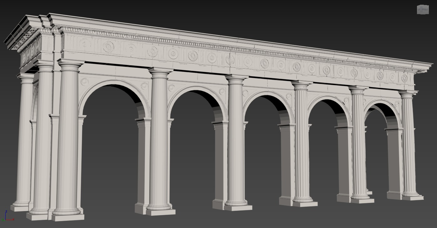 Arch in classical Doric Denticulated order 3D model_10