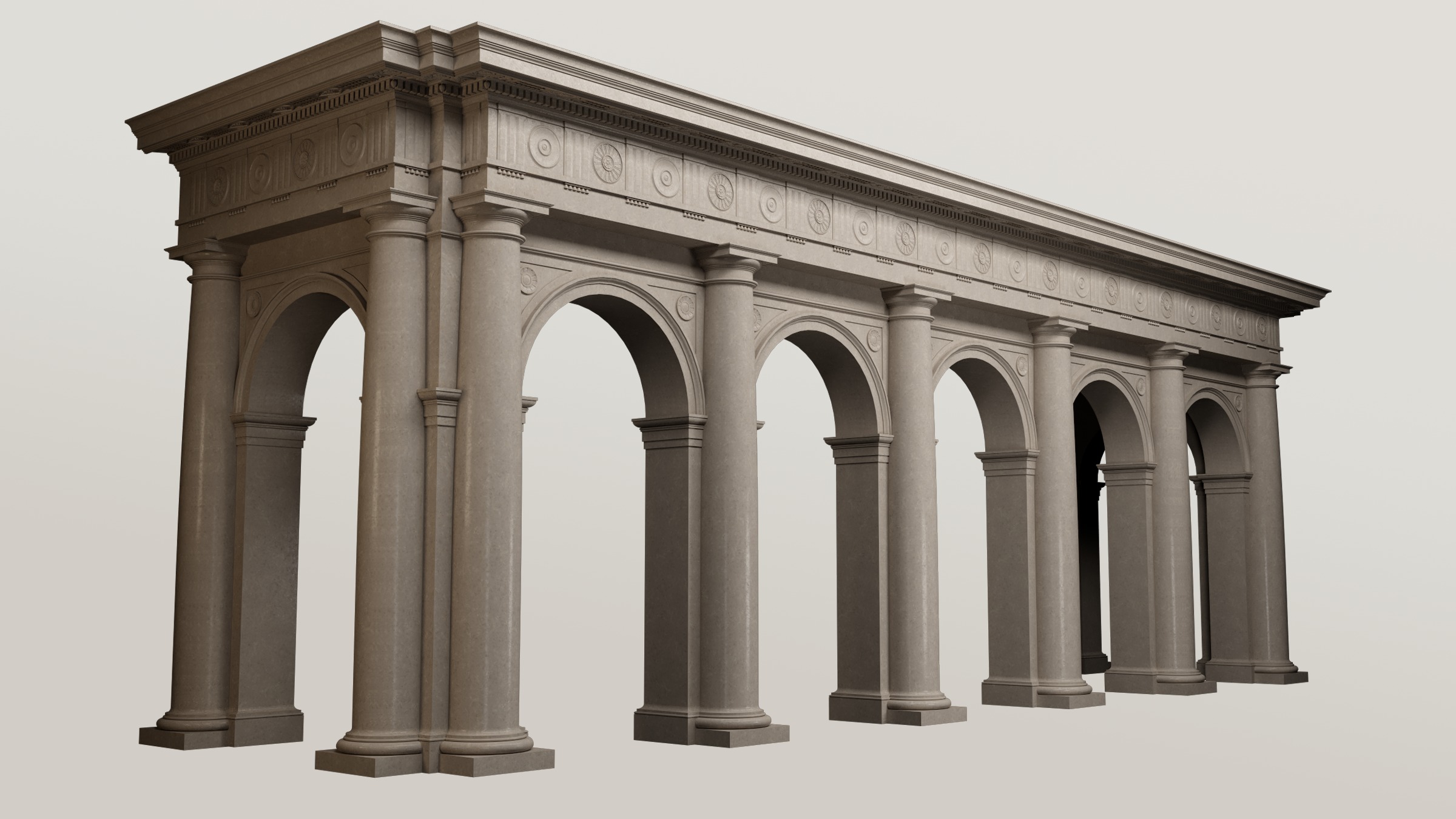Arch in classical Doric Denticulated order 3D model_1