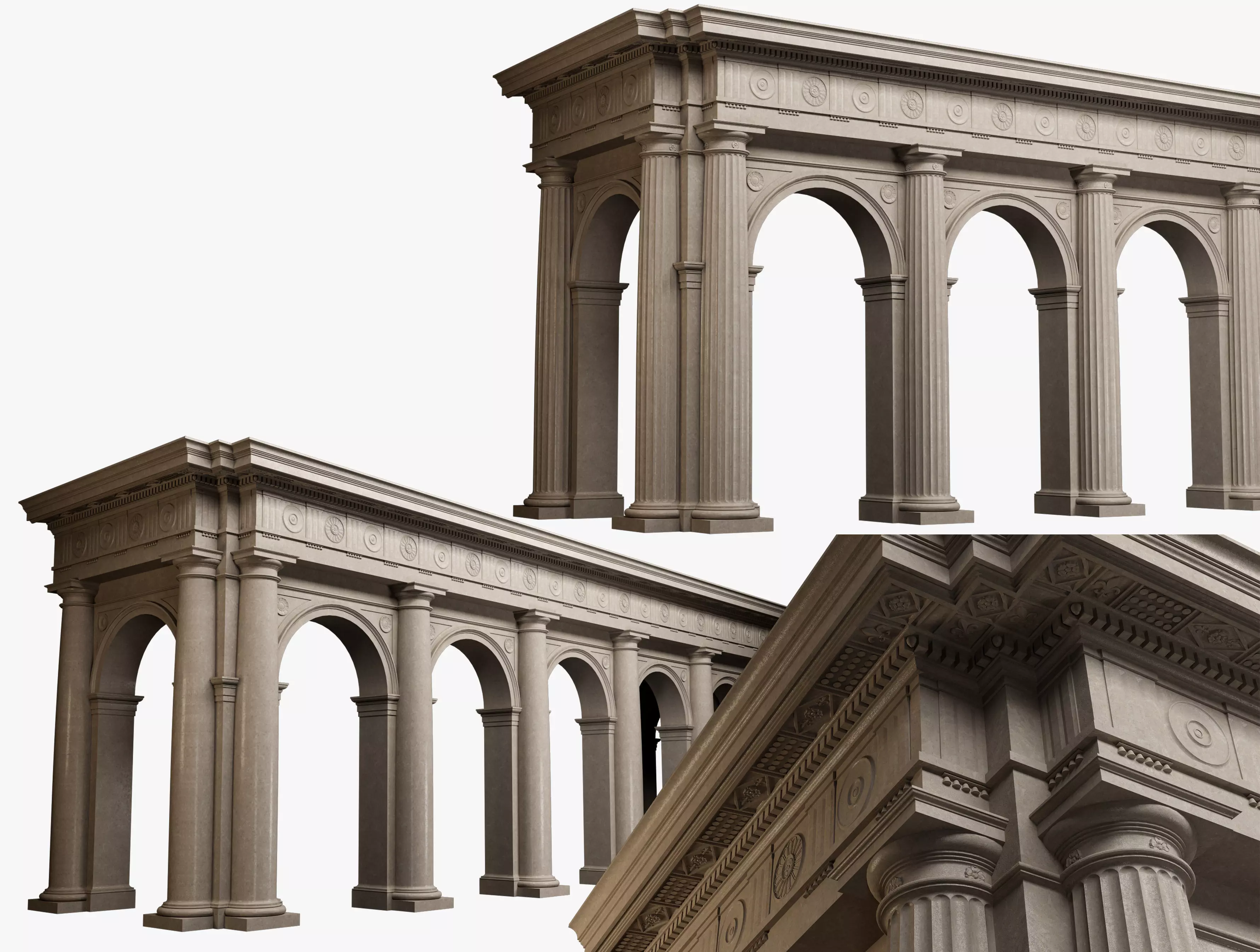 Arch in classical Doric Denticulated order 3D model_0